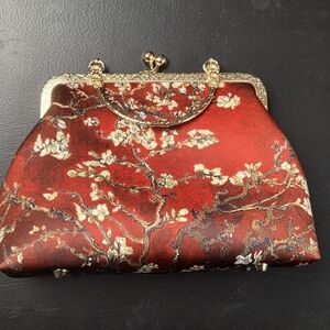 Elegant Red Floral Clutch